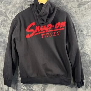 Snap-On Embroidered Logo Full Zip Hoodie/Sweatshirt Men’s Large Black/Red
